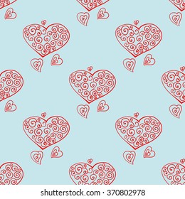 Vector seamless patterns. Red color. Endless texture can be used for printing onto fabric and paper or 
scrap booking. Valentines day background for invitation.