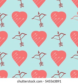 Vector seamless patterns. Red color. Endless texture can be used for printing onto fabric and paper or scrap booking. Valentines day background for invitation.