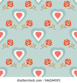 Vector seamless patterns. Red color. Endless texture can be used for printing onto fabric and paper or 
scrap booking. Valentines day background for invitation.