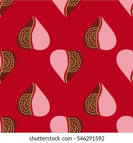 Vector seamless patterns. Red color. Endless texture can be used for printing onto fabric and paper or scrap booking. Valentines day background for invitation.