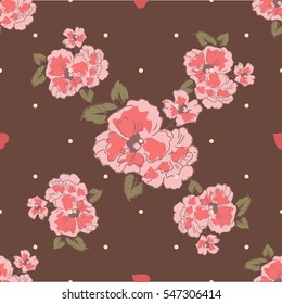 Vector seamless patterns. Red color. Endless texture can be used for printing onto fabric and paper or scrap booking. Valentines day background for invitation.