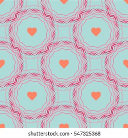Vector seamless patterns. Red color. Endless texture can be used for printing onto fabric and paper or scrap booking. Valentines day background for invitation.
