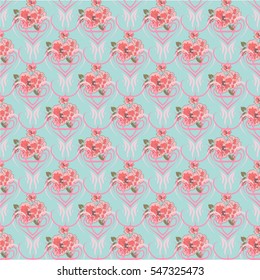 Vector seamless patterns. Red color. Endless texture can be used for printing onto fabric and paper or scrap booking. Valentines day background for invitation.