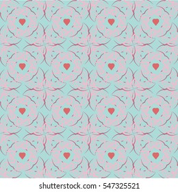 Vector seamless patterns. Red color. Endless texture can be used for printing onto fabric and paper or scrap booking. Valentines day background for invitation.