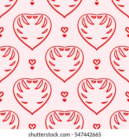 Vector seamless patterns. Red color. Endless texture can be used for printing onto fabric and paper or scrap booking. Valentines day background for invitation.