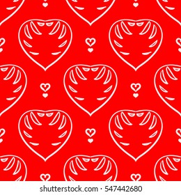 Vector seamless patterns. Red color. Endless texture can be used for printing onto fabric and paper or scrap booking. Valentines day background for invitation.