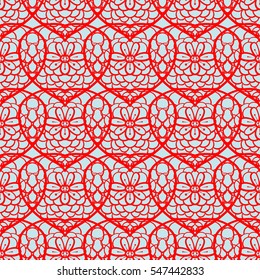Vector seamless patterns. Red color. Endless texture can be used for printing onto fabric and paper or scrap booking. Valentines day background for invitation.