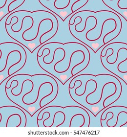 Vector seamless patterns. Red color. Endless texture can be used for printing onto fabric and paper or scrap booking. Valentines day background for invitation.