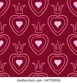 Vector seamless patterns. Red color. Endless texture can be used for printing onto fabric and paper or scrap booking. Valentines day background for invitation.