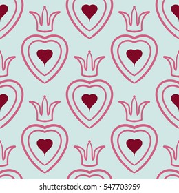 Vector seamless patterns. Red color. Endless texture can be used for printing onto fabric and paper or scrap booking. Valentines day background for invitation.