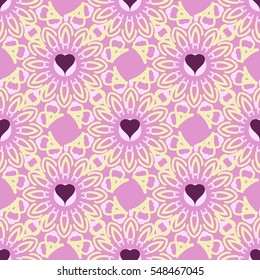 Vector seamless patterns. Red color. Endless texture can be used for printing onto fabric and paper or scrap booking. Valentines day background for invitation.