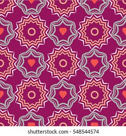 Vector seamless patterns. Red color. Endless texture can be used for printing onto fabric and paper or scrap booking. Valentines day background for invitation.