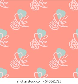 Vector seamless patterns. Red color. Endless texture can be used for printing onto fabric and paper or scrap booking. Valentines day background for invitation.