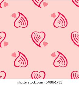 Vector seamless patterns. Red color. Endless texture can be used for printing onto fabric and paper or scrap booking. Valentines day background for invitation.