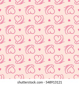Vector seamless patterns. Red color. Endless texture can be used for printing onto fabric and paper or scrap booking. Valentines day background for invitation.