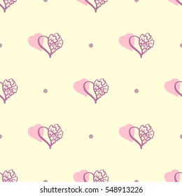 Vector seamless patterns. Red color. Endless texture can be used for printing onto fabric and paper or scrap booking. Valentines day background for invitation.