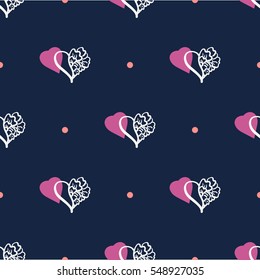 Vector seamless patterns. Red color. Endless texture can be used for printing onto fabric and paper or scrap booking. Valentines day background for invitation.