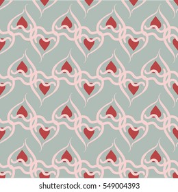 Vector seamless patterns. Red color. Endless texture can be used for printing onto fabric and paper or scrap booking. Valentines day background for invitation.
