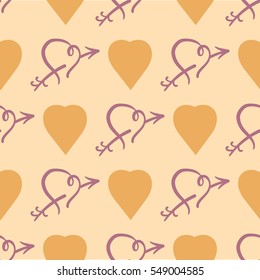 Vector seamless patterns. Red color. Endless texture can be used for printing onto fabric and paper or scrap booking. Valentines day background for invitation.