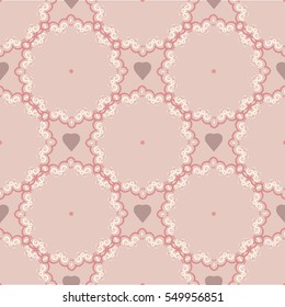 Vector seamless patterns. Red color. Endless texture can be used for printing onto fabric and paper or scrap booking. Valentines day background for invitation.