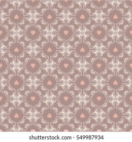 Vector seamless patterns. Red color. Endless texture can be used for printing onto fabric and paper or scrap booking. Valentines day background for invitation.