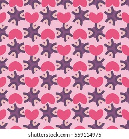 Vector seamless patterns. Red color. Endless texture can be used for printing onto fabric and paper or scrap booking. Valentines day background for invitation.