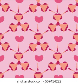 Vector seamless patterns. Red color. Endless texture can be used for printing onto fabric and paper or scrap booking. Valentines day background for invitation.