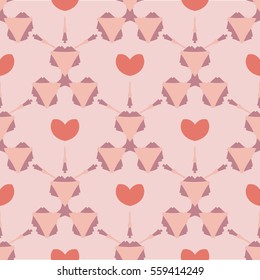 Vector seamless patterns. Red color. Endless texture can be used for printing onto fabric and paper or scrap booking. Valentines day background for invitation.