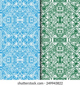 Vector seamless patterns set. Decorative ethnic ornamental backgrounds, border lace pattern collection. Series of image template frame design for card, hand drawn artwork