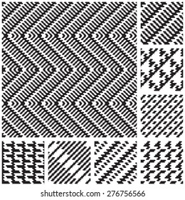 Vector seamless patterns set, geometric background Black and white, cloth vector pattern, goose foot