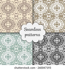 Vector seamless patterns set, hand drawn artwork. Geometric stylish background.