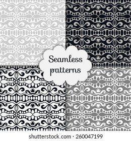 Vector seamless patterns set, hand drawn artwork. Geometric stylish background.