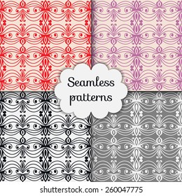 Vector seamless patterns set, hand drawn artwork. Geometric stylish background.