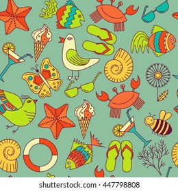 Vector seamless patterns for the summer theme
