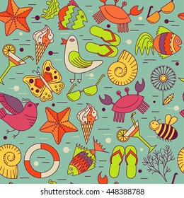 Vector seamless patterns for the summer theme