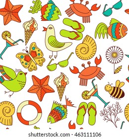 Vector seamless patterns for the summer theme