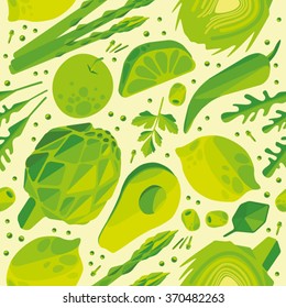 Vector seamless patterns with vegetables. Endless texture can be used for wallpaper, menu background, food textures.