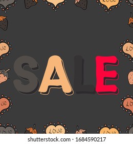 Vector. Seamless pattern.SALE Promotion banner, price tag, discount sticker, badge, poster. VIP SALE starts today promo banner with lettering word SALE. Picture in beige, red and gray colors.