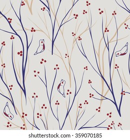 Vector seamless pattern.Stylish texture. Endless floral background. berries branch seamless ornament