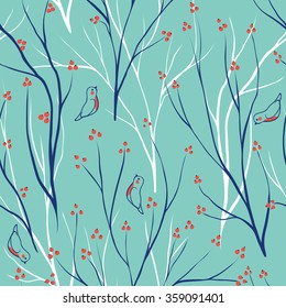 Vector seamless pattern.Stylish texture. Endless floral background. berries branch seamless ornament