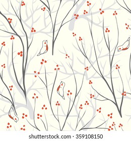 Vector seamless pattern.Stylish texture. Endless floral background. berries branch seamless ornament