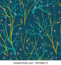Vector seamless pattern.Stylish texture. Endless floral background. berries branch seamless ornament