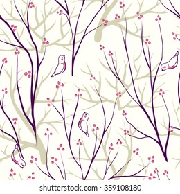Vector seamless pattern.Stylish texture. Endless floral background. berries branch seamless ornament