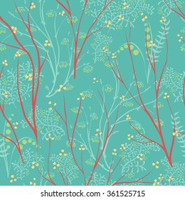 Vector seamless pattern.Stylish texture. Endless floral background. apples berries branch seamless ornament