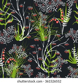 Vector seamless pattern.Stylish texture. Endless floral background. apples berries branch seamless ornament
