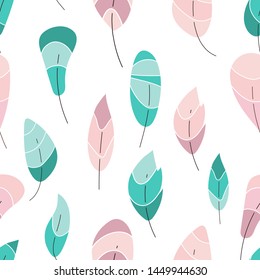 Vector seamless pattern,texture,wallpaper,print with han ddrawn feathers. Fashion,trendy design