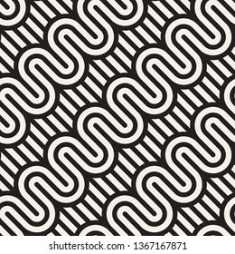 Vector seamless pattern.Wavy bold lines. Geometric striped ornament. Round stripes stylish background.