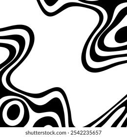 Vector of seamless patternwith black and white striped wavy spots.