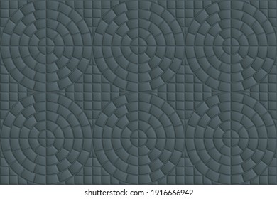 Vector seamless pavement texture. Gray street pavement seamless background. Grey realistic paving slabs. Geometric mosaic street tiles seamless pattern. Stone floor tiles. Top view.