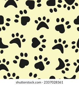 Vector Seamless paw print pattern - animals print. Cat and dog paw prints. For pet and zoo shops, bags print, textile print, packing paper